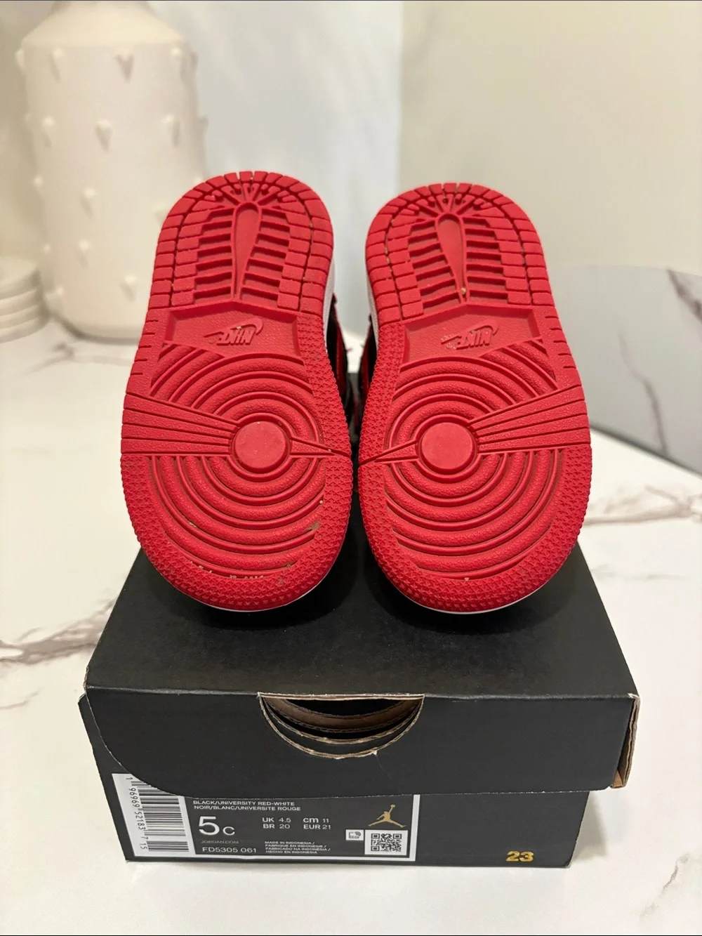 Nike Kids High-Top Sneakers in Black and Red